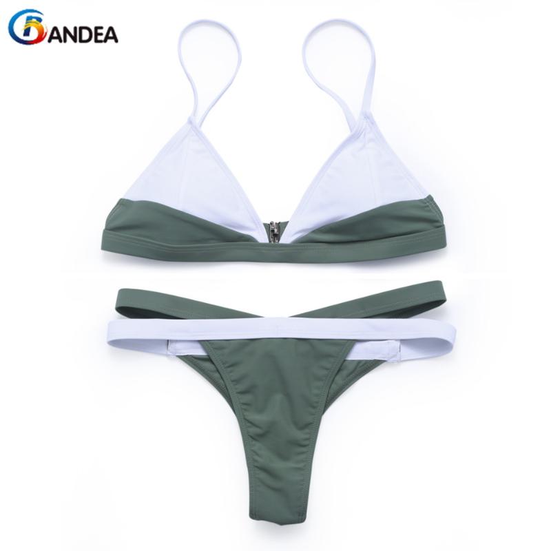 

BANDEA new sexy bikinis women patchwork swimwear thong bottom bathing suit female padding swimsuit summer wear 2020, White green044