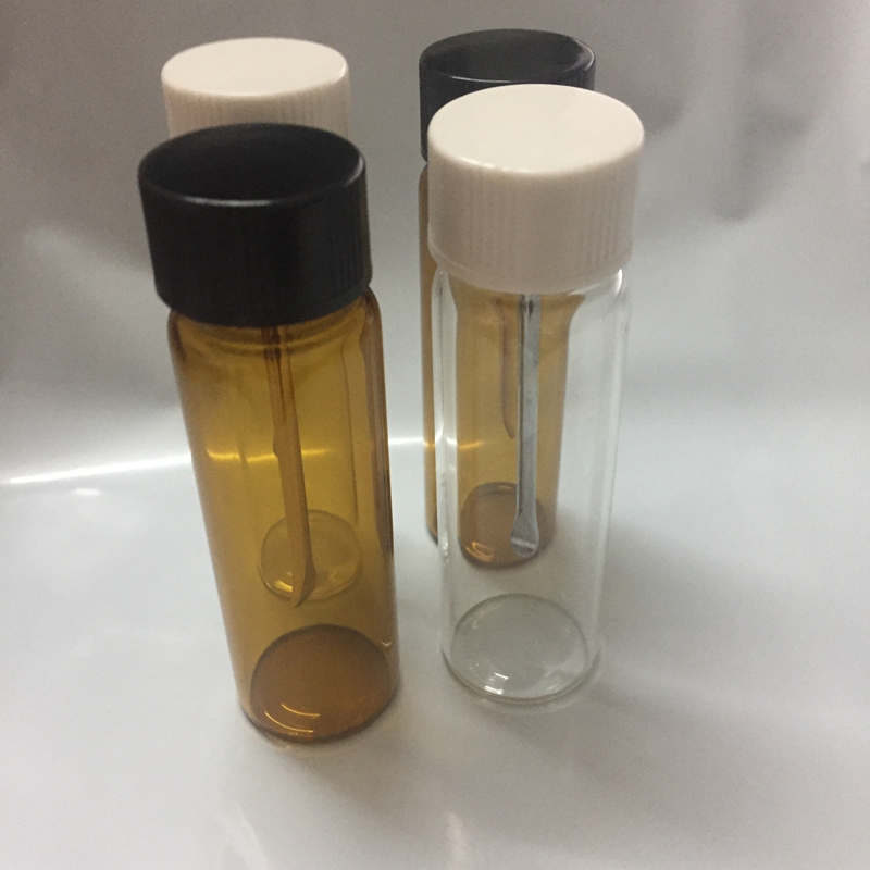 

Nice Glass Snuff Snorter Sniffer Powder Bottle Herb Wax Pill Box Container Storage Store Shovel Scoop Spoon Portable Hookah Tool Hot Sale