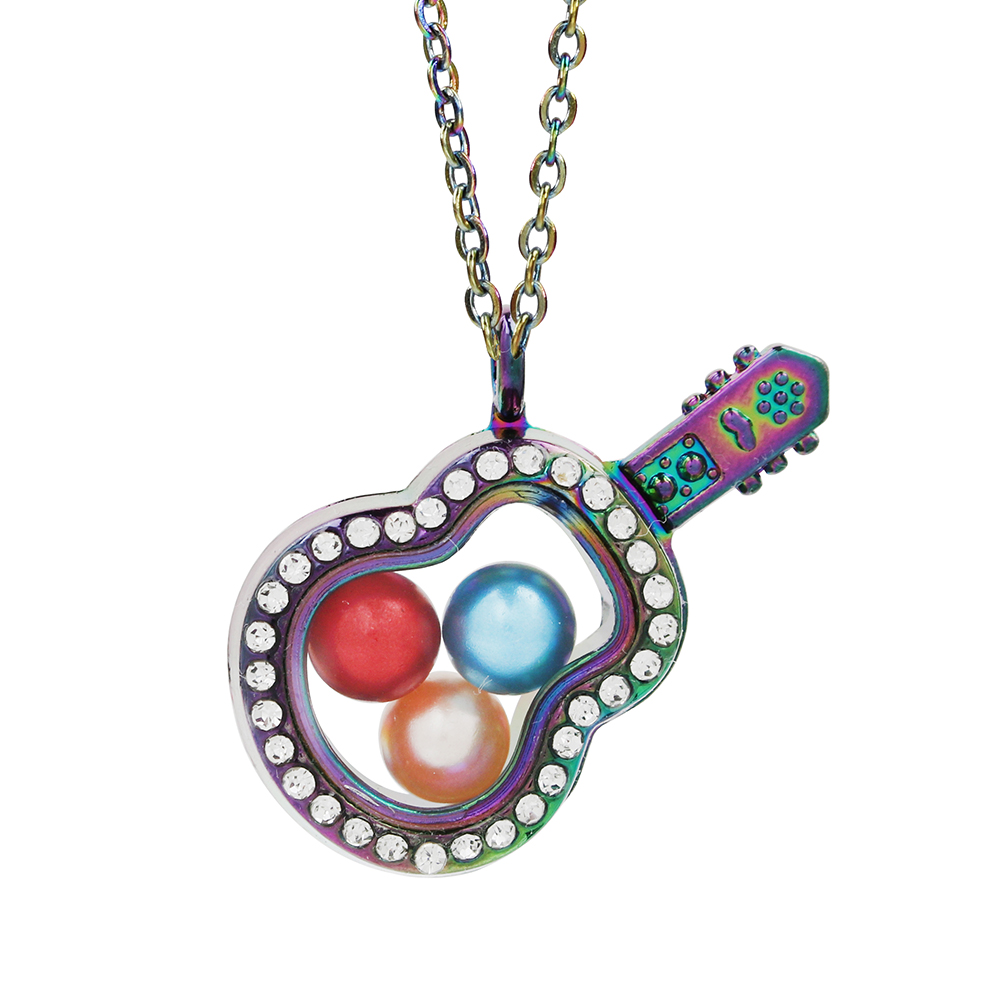 Fashion Living Memory For Women Guitar Magnetic Floating Locket Charm Pendant Fashion Living Memory For Women Guitar Magnetic Floating Locket Charm Pendant
