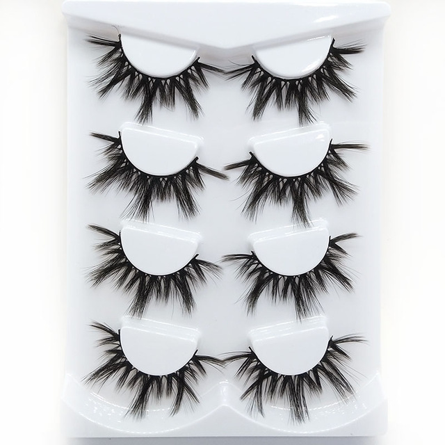 

4 Pairs Natural long Mink Hair False Eyelashes Thick Eye long lasting 3D Lashes Makeup Beauty maquiagem Extension Tool