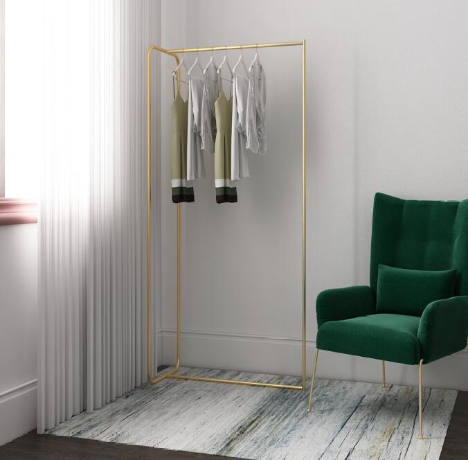 Metal hanger light luxury Bedroom Furniture floor coat hangers rack gold corner racks-image-509722899