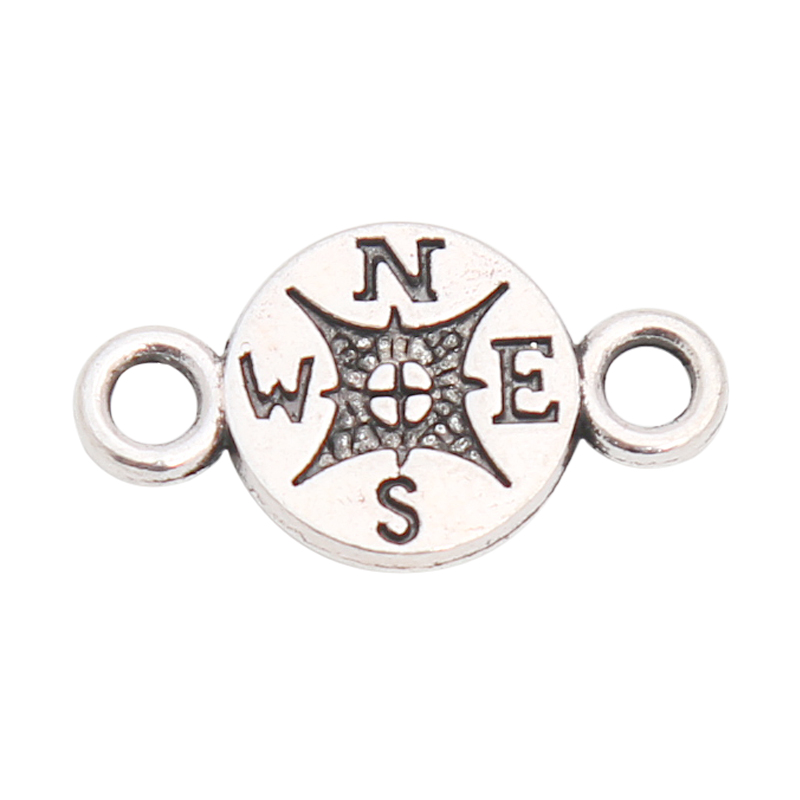 Wholesale Antique Silver Plated Alloy Camping Compass Charms For Camper 10*19mm AAC718-image-424277203