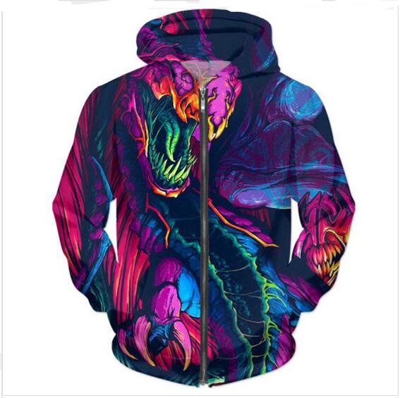 New Fashion Mens 3d hoodies Hyper Beast Style Printed Zipper Hoodies Unisex Hip Hop Casual sweatshirt LM019