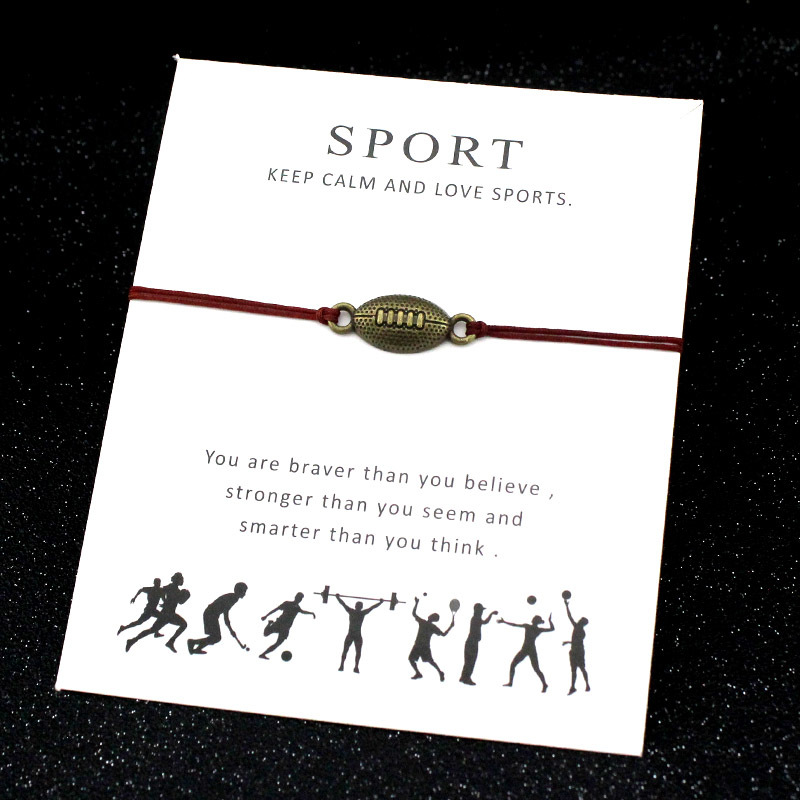

Football Sports Bracelets Baseball Gymnastics Key Horseshoe Love Lock Charms Adjustable Jewelry Women Men Boys Friendship Gift