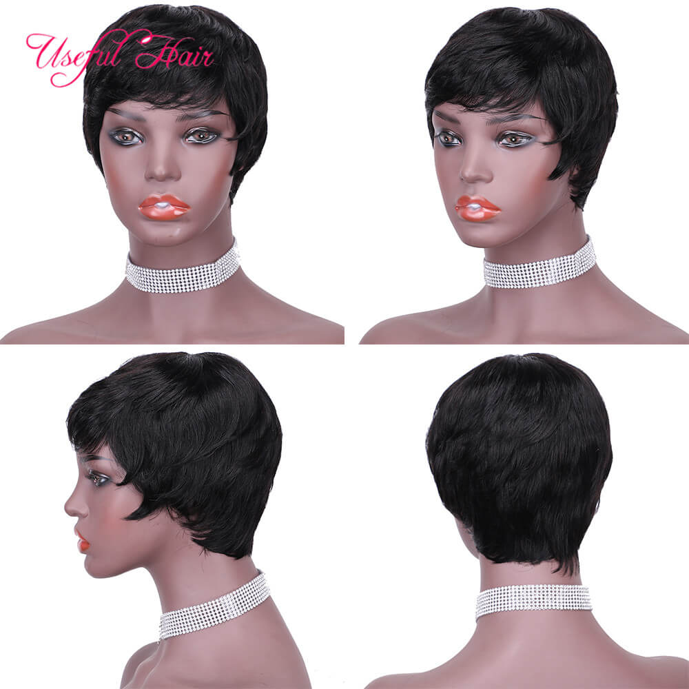 

Brazilian human made short wigs human hair wigs for white women Human Hair Wigs For Black Women Straight short With Baby, Same with picture