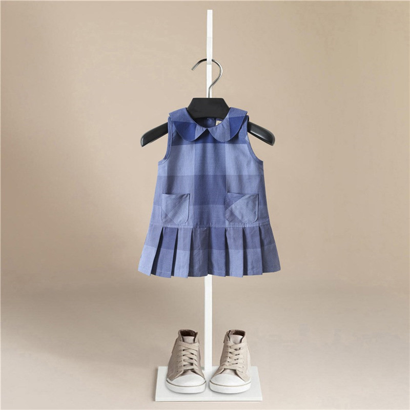 

2020 Summer New Kids Dresses for Girls Sleeveless Lattice Lovely Print Dress Costume Princess Dress Kids Party Girl Clothes, Blue