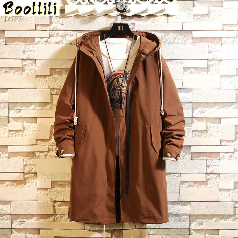

2020 Casual Mens Windbreaker Jackets Long Trench Coat For Men Spring Autumn Winter Clothes, F22 asian size b