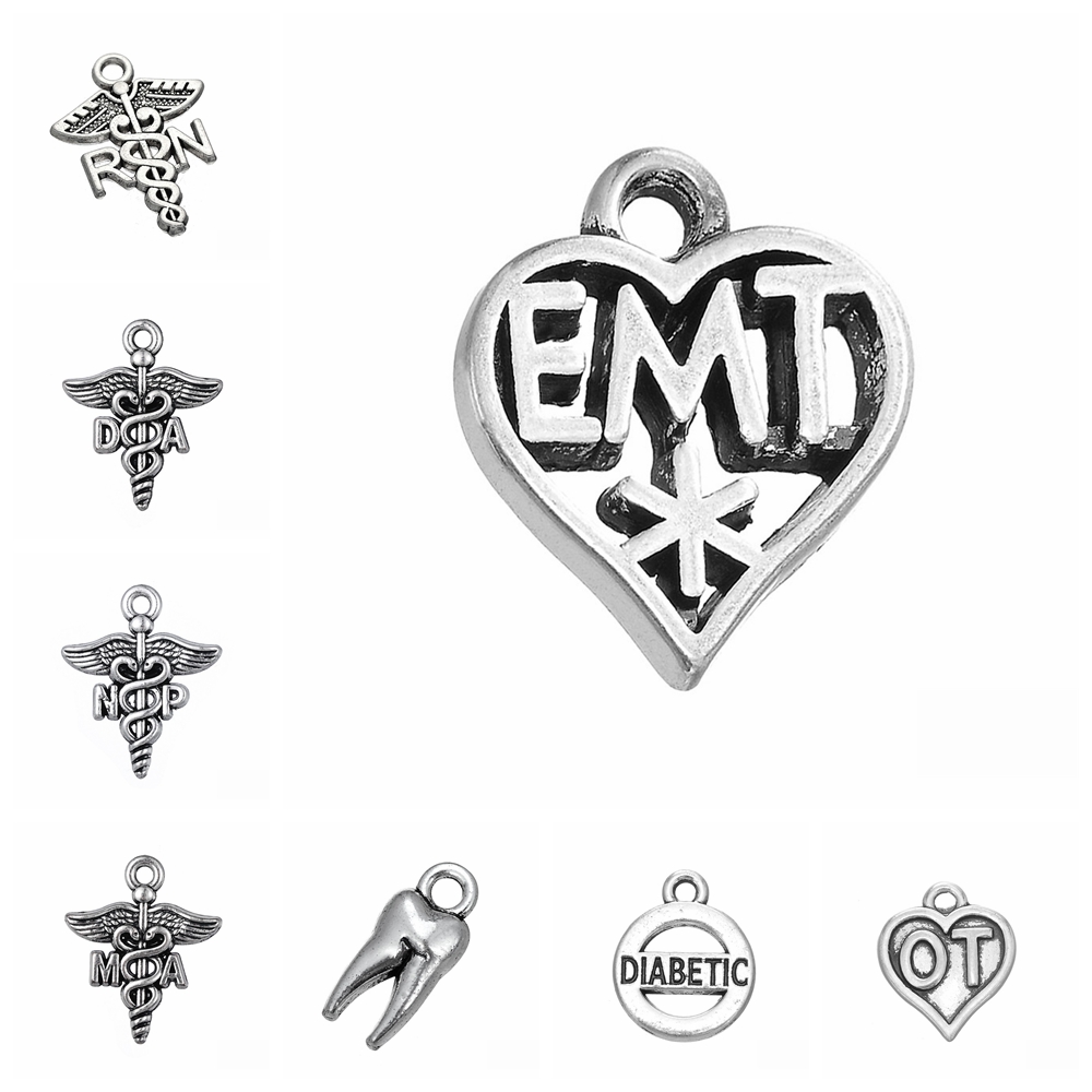 

10pcs Charms Symbols Ambulance Stethoscope DIY Jewelry Findings Antique Silver Symbols Ot Emt Charms