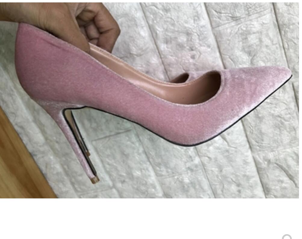 

Fashion Luxury Designer Shoes 4 colour velvet Suede Cusp Fine heels Women's high heel 8cm 12cm 10cm plus size 45 wedding Nightclub Poin, Black