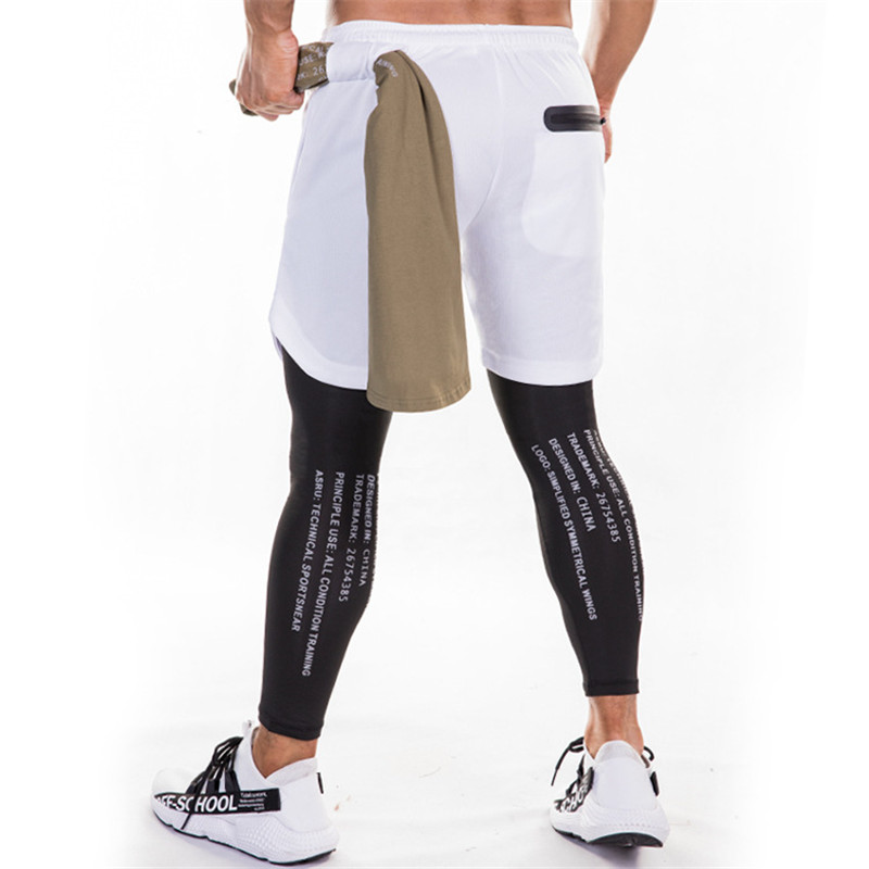 

Running Sweatpants Men Shorts And Leggings 2in1 Sportswear Gym Joggers Pants Drawstring Waist Casual Pants Zipper Sport Trousers, 013 camouflage