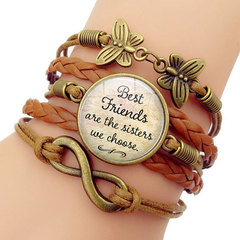 

Friendship Admonition Time Bracelet Butterfly 8 Word Group Combine Hand Decorate