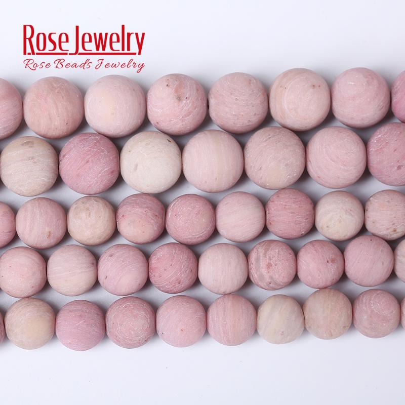 

Wholesale Natural Stone Dull Polish Matte Rhodonite Round Loose Beads 15" Strand 4 6 8 10 12MM Pick Size for Jewelry Making