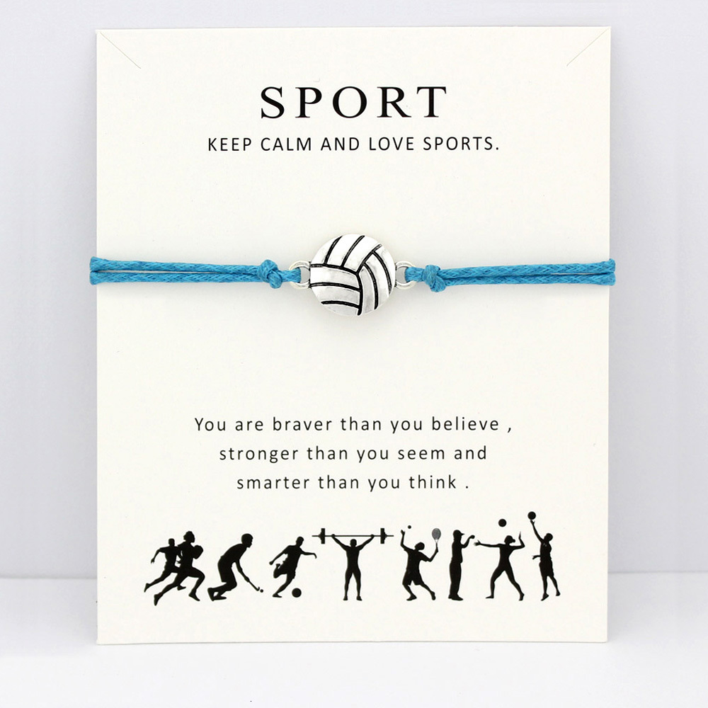 

Volleyball Baseball Softball Basketball Soccer Ice Hockey Tennis Sports Charm Card Bracelets Women Men Jewelry Gift Many Styles