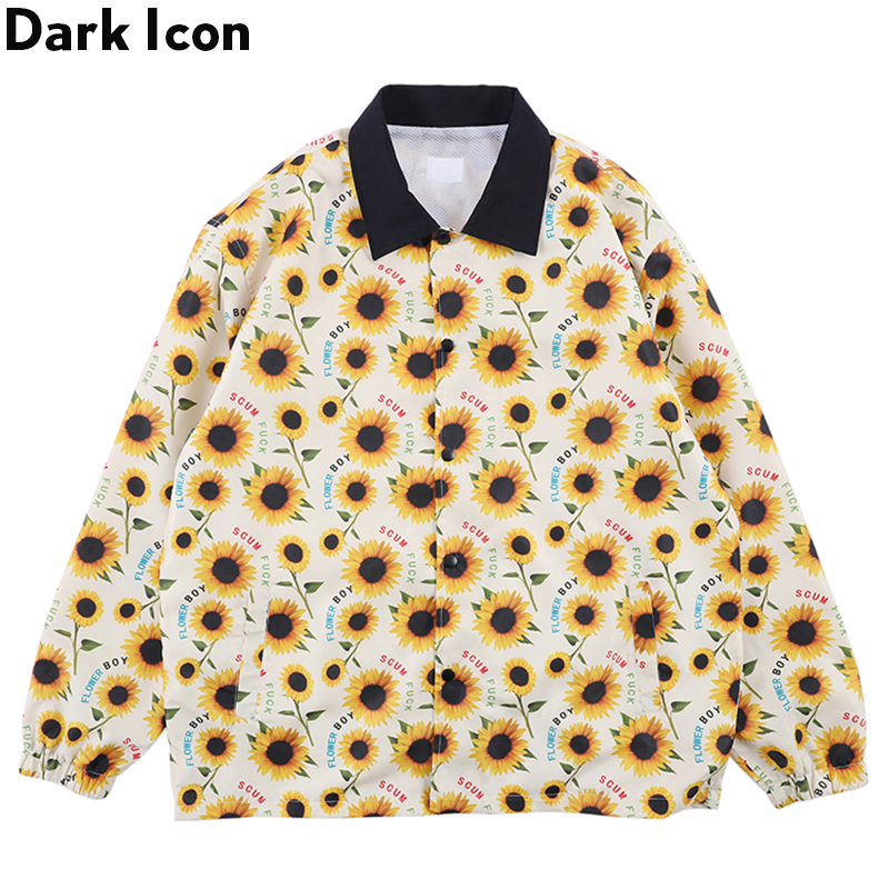 

Dark Icon Sunflower Boy Windbreak Jacket Men Outwear Street Men' Jackets Hip Hop Jackets for Men Yellow, Le 19162xt yellow