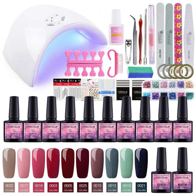 

Manicure Set 36W Dryer Lamp For Nails Set For Gel Nail Polish Manicure Nail Extension 10 Colors Gel Varnish 8 ML