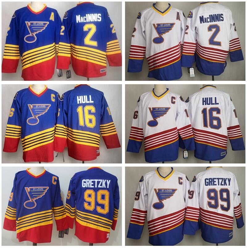 

St Louis Blues 1995 1996 Year 16 Brett Hull Jersey 99 Wayne Gretzky 2 Al Macinnis Vintage CCM Hockey Men Red Blue White All Stitched Good, 2 blue