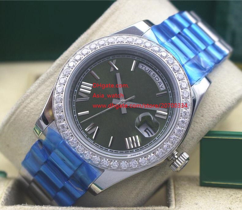 

Factory Supplier High quality Wristwatches Sapphire Glass 41mm DAY-DATE Green Dial 228238 Diamond Bezel Automatic Mechanical Mens Watches