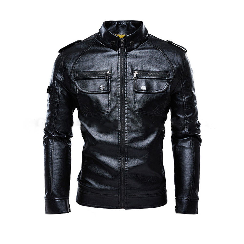 

Faux Leather Jacket Men Coats High Quality PU Outerwear Men Business Winter Faux leahter Male Jacket Tops Outwear Overcoats, Black