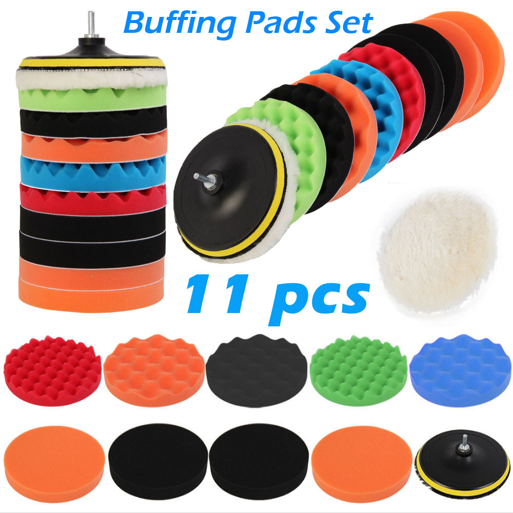 

11Pcs/Set 3/4/5/6/7 inch Polishing Pad Waxing Buffing Polishing Sponge Pads Drill Adapter Kit For Auto Car Polisher Maintenance