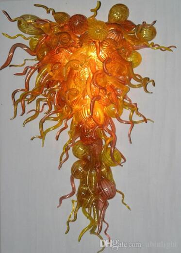 

Amber Color Blown Glass Chandelier Light Hotel Lobby Decor Glass Pendant Lamps LED Light Source Hanging Style Chandelier