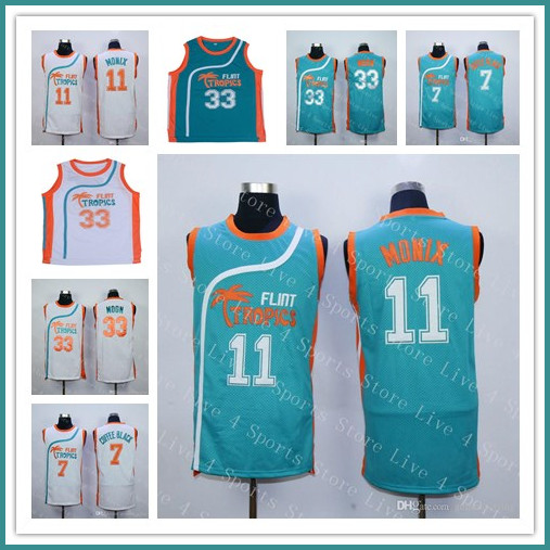 

Cheap Men Sewn Semi Pro Movie Flint Tropics College Basketball 7 Coffee Black 33 Jackie Moon 11 ED Monix Stitched Ncaa Jerseys Wholesale, 7-white