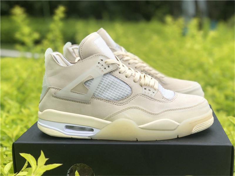 

2020 Hot Off Authentic White 4 SP WMNS Sail Bred Man Outdoor Shoes Muslin White Black Trainers Sneakers With Original Box