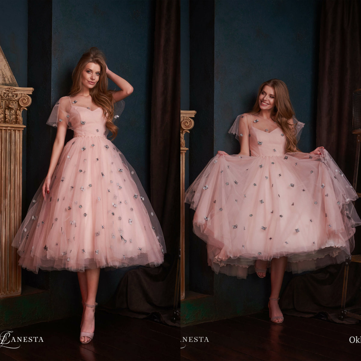 

2020 Allegresse Evening Dresses With Wrap A Line Tulle Applique Tea Length Fairy Prom Dress Custom Made Formal Party Gowns, Light purple
