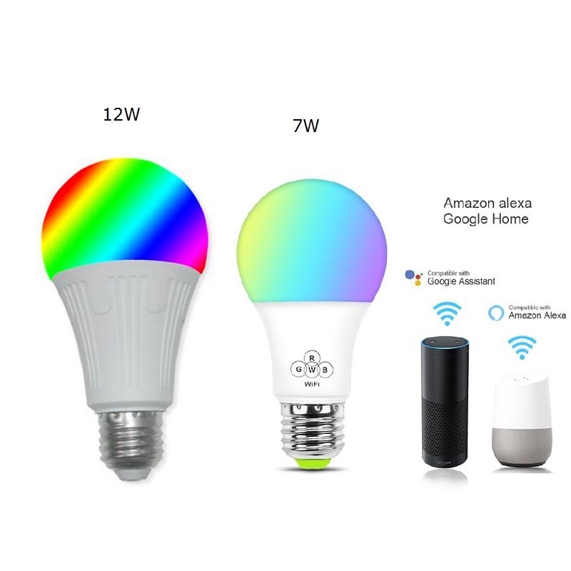 

7W/12W Smart LED Light Bulb Smartphone App Control Dimmable RGB WiFi Light Bulb Works with Google Home Alexa Voice control