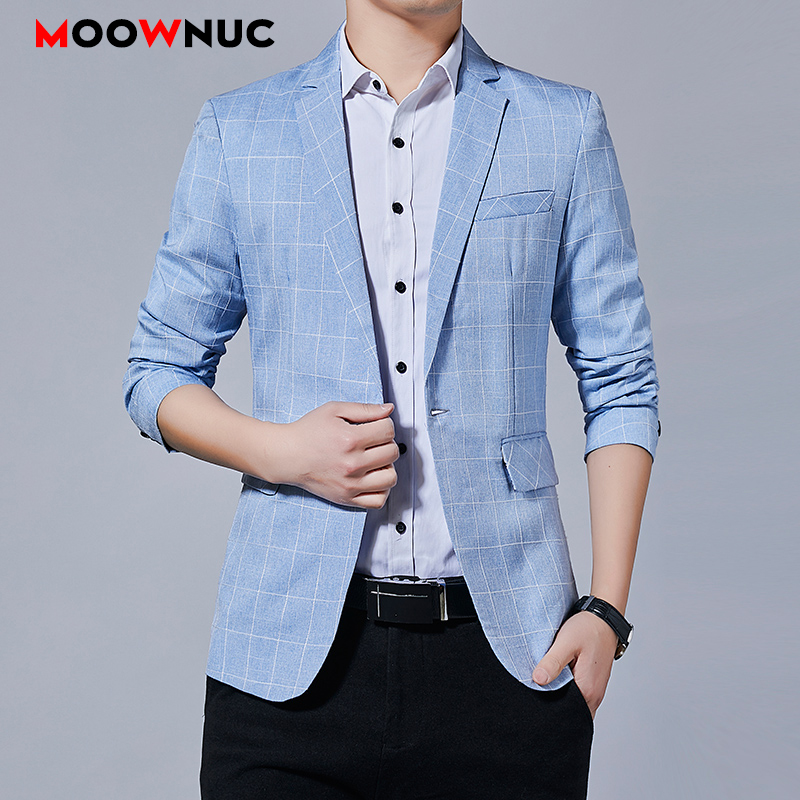 

Blazers Jacket Men's Suit New Men's Clothes Fashion Classic style Casual Slim Fit Classic Hombre Coat MOOWNUC Groom's Clothes, Sky blue