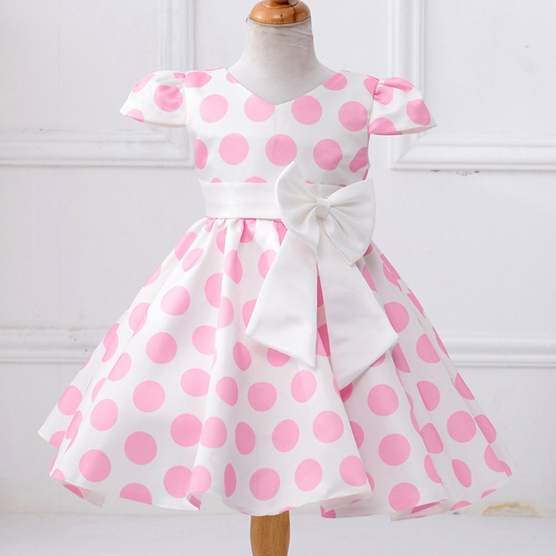 

Polka dot print vintage princess clothing girl dress children clothes kids elegant party dress 2 3 4 5 6 7 8 baby costume L616, Pink