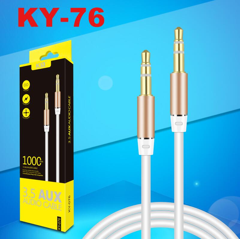 

ky-76 3.5mm Audio Cable Jack metal head Aux Cable for Car Headphone Speaker Aux Cord MP3/4 1m with retail, Red