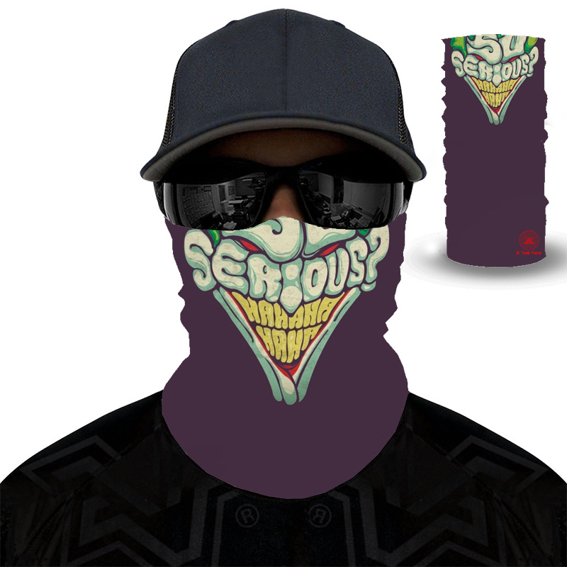 

2020 new 3D clown windproof seamless magic headscarf skull neck bike hat headscarf hiking and cycling
