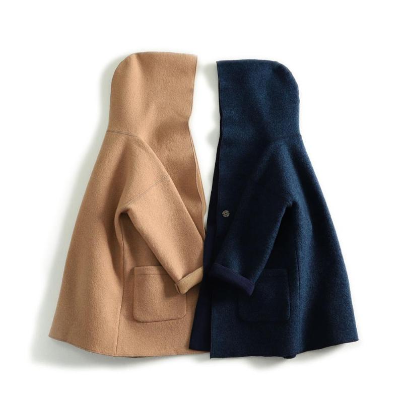 

Autumn Winter Women Loose Plus Size Japanese Style Mori Girl Hooded Comfortable Warm Thick Condensed Wool Fleece Jacket 3 Colors, Dark grey
