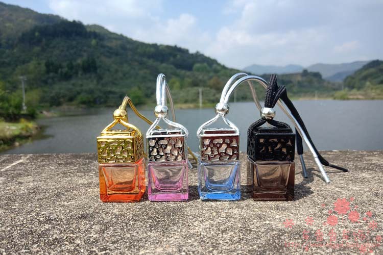 

8ML Color Square Empty Bottle Hollow Color Glass Car Perfume Bottle 100pcs/lot