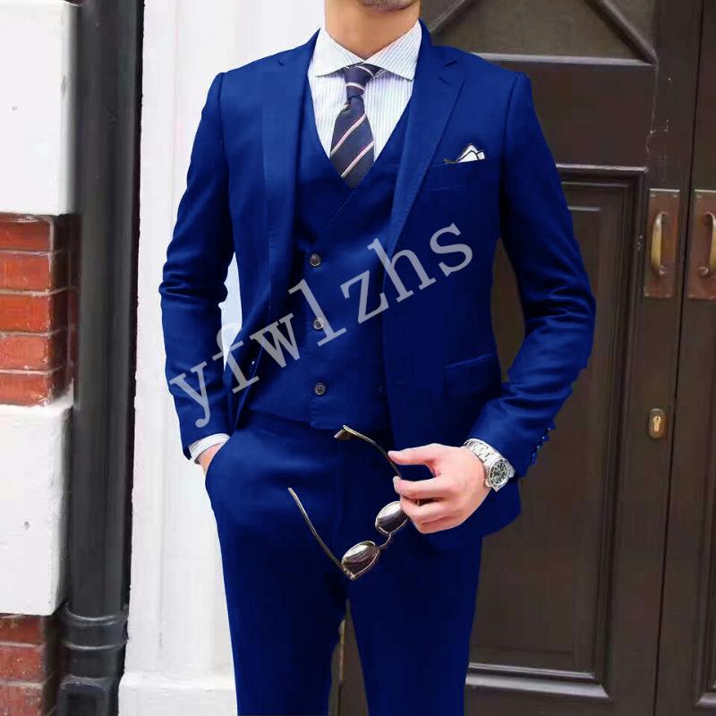 

New Arrival Two Buttons Groomsmen Notch Lapel Groom Tuxedos Men Suits Wedding/Prom Best Man Blazer ( Jacket+Pants+Vest+Tie) B19, Same as image