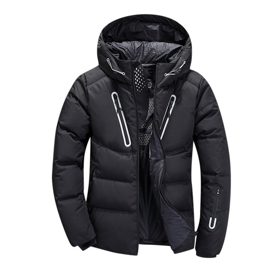 

New Winter Warm Downs Jacket Men Outwear Thick Snow Parkas Hooded Coat Male Casual Thermal Windproof Downs Jacket Men, Black