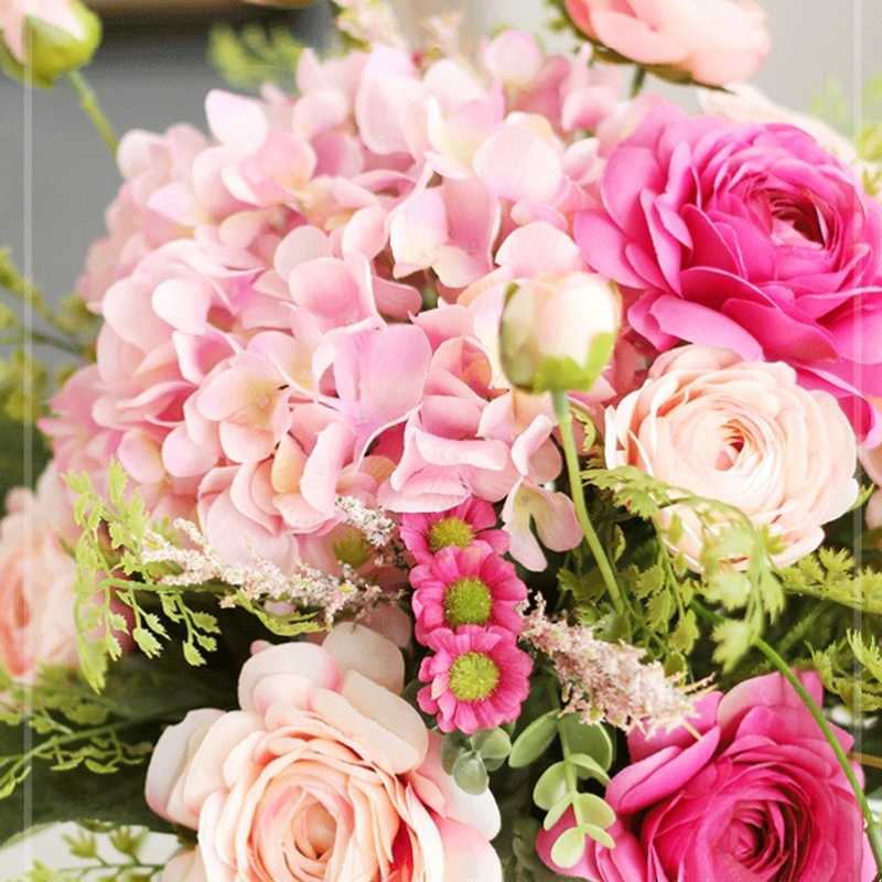 

1pcs Rose Garland Roses Artificial Flowers Wedding Party Home Decoration High Quality Fake Flower Wedding Silk Flower 40x40cm, As pic