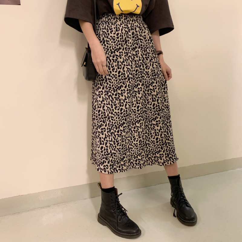 

2020 Spring Summer New Arrivals A-line High Waist Leopard Pattern Women Fashion Casual Vintage Skirt V759, Flower system