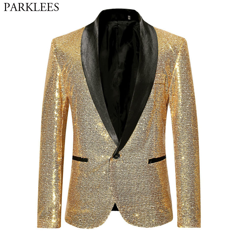 Womens Silver Gold Suit Blazer Sequin Coat Long Sleeve Bling Shinny Punk Jacket