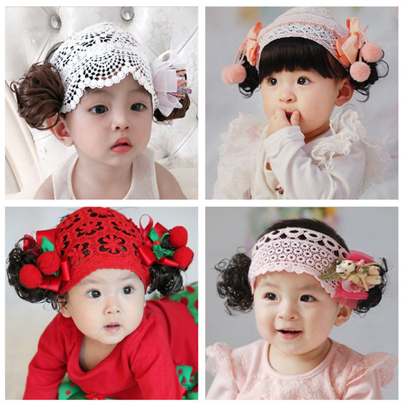 

Cute children's small curl wig hair band children's dress hair band small bow tiara net set baby headbands for girls, 31