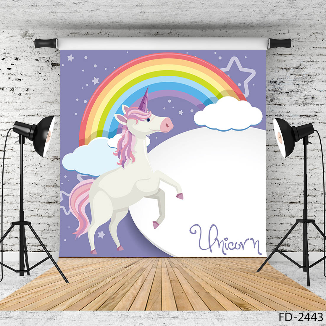 210X150cm Rainbow Sky Gold Unicorn Vinyl Photo Background Photography