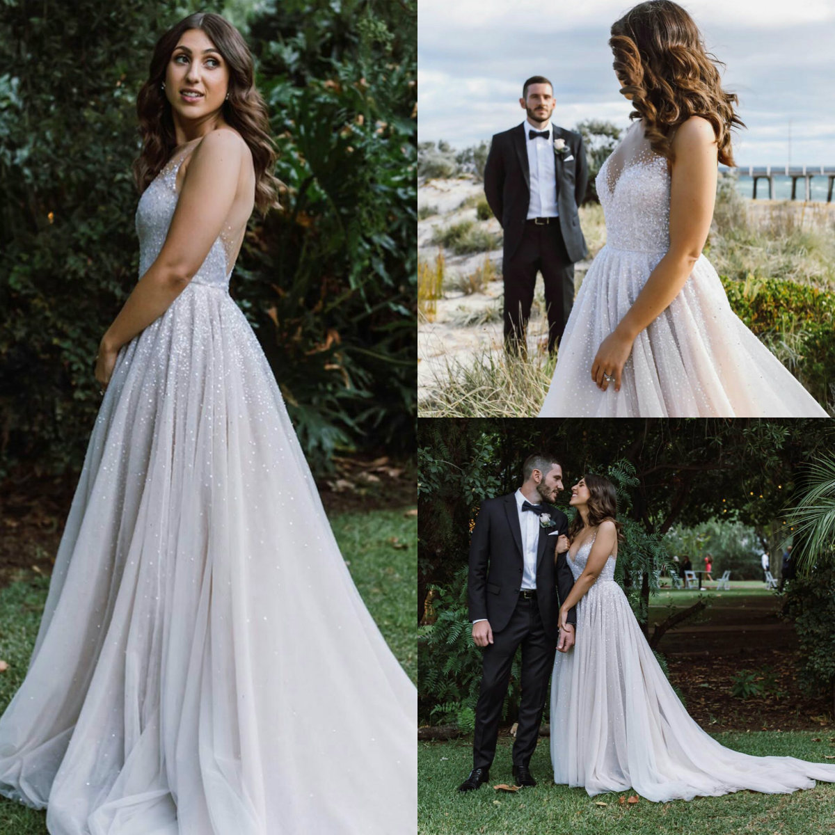 

2020 Bohemian Wedding Dresses V Neck Lace Appliques Beads Bridal Gowns Custom Made Sexy Backless Sweep Train A-Line Wedding Dress, Pink