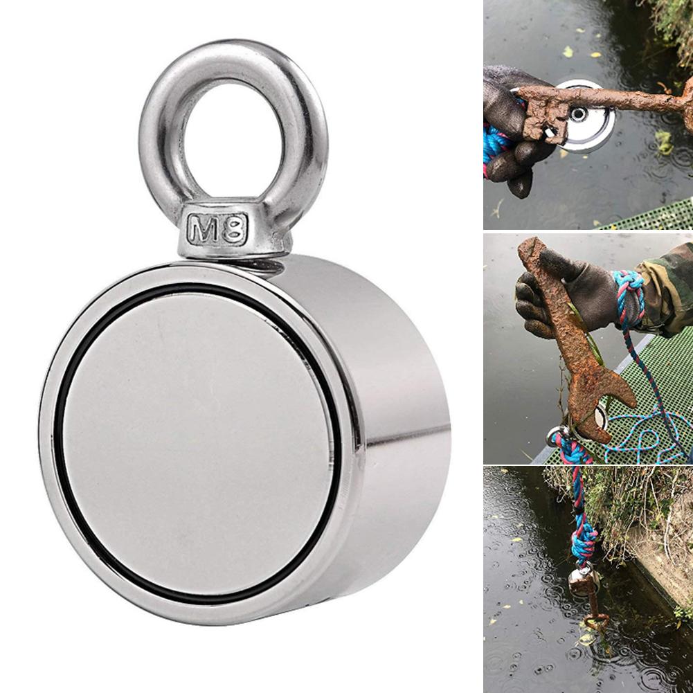 Potente Magnete da Pesca A Doppio Lato di Salvataggio Magnete 80Kg 120Kg Forza di Trazione per Il Fiume O Il Lago di Pesca Szseven Magnete Potente di Salvataggio