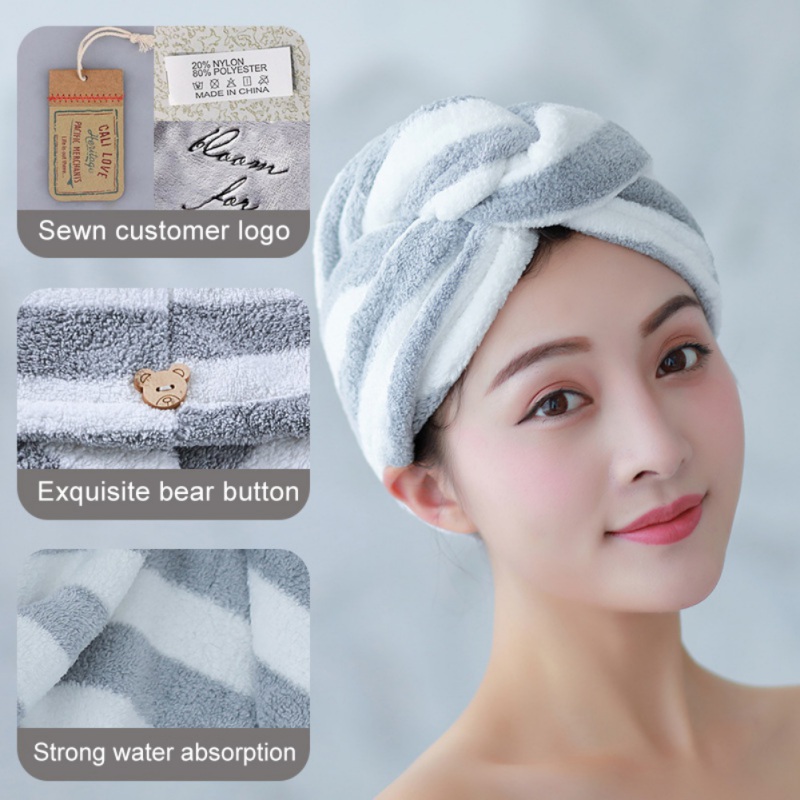 

More Style Coral Fleece Hair Fast Drying Dryer Towel Bath Wrap Hat Quick Cap Turban Dry Hair Cap Womens Girls Lady's Towel, Bow-knot pink