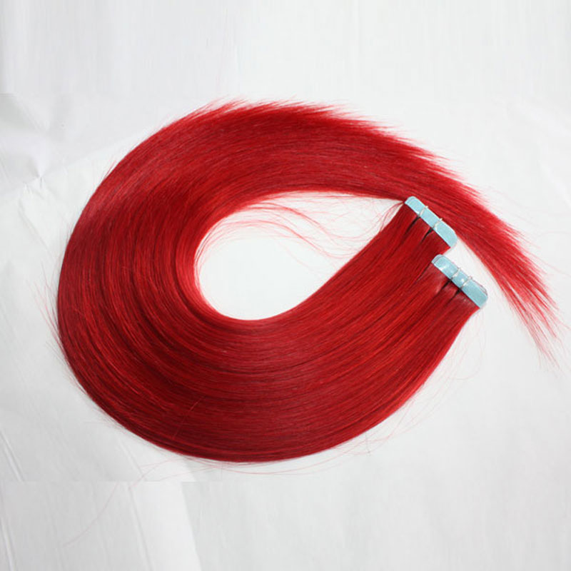 

150g 60pcs 2.5g piece 16 18 20 22 inch PU Tape in Human Hair Extensions Color purple 613# Red for option, Natural color