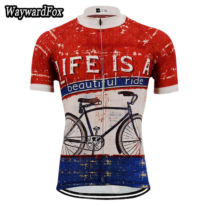 

NEW Summer bike Jersey Vintage Red / dark blue Cycling Jersey Men's Cycling Clothing Team Riding wear Bicycle Sports Shirt, Style photo