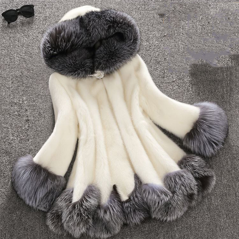 

New Fashion Winter Fur Jacket Woman Fox Fur Coat For Women' Furs Coats Women Warmest Ladies Overcoat free shipping Size -4XL, White