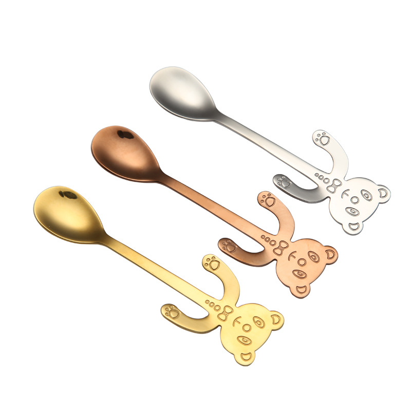

Stainless steel hanging bear coffee spoon Cartoon Bear handle spoon Mixing spoons Home Kitchen Dining Flatware
