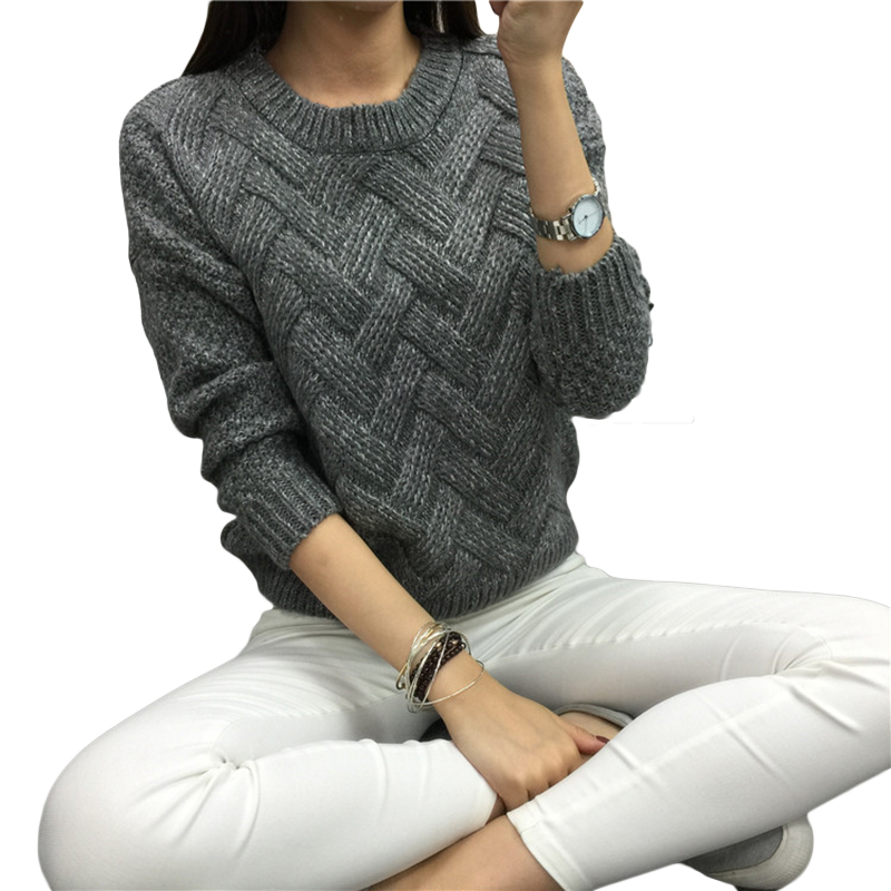 

2019 Autumn And Winter New Korean Style Thick Sweaters O Neck Full Sleeve Solid Women Loose Warm Pullovers 16933, Black