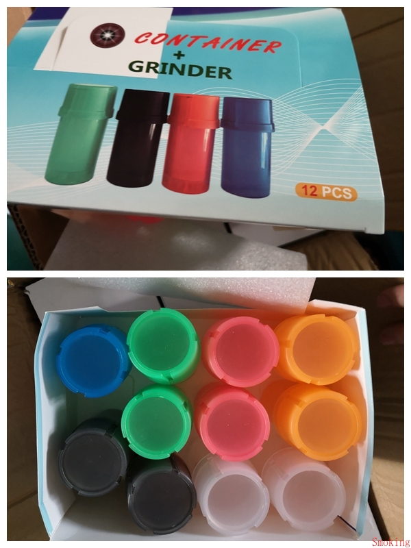 

Plastic 2 in 1 Tobacco Grinder Bottle Style Crusher Herbal Herb Spice Grinding Crusher Airtainer Storage Container Case DHL